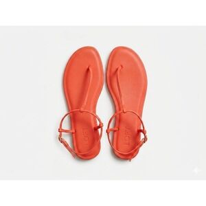 LOFT‎ Womens Orange T-Strap Thong Sandals Flat Ankle Strap Size 8M